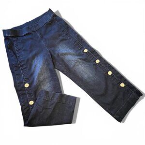 Soft Surroundings Stretch Capri Jeans With Side Button Detail Sz.S